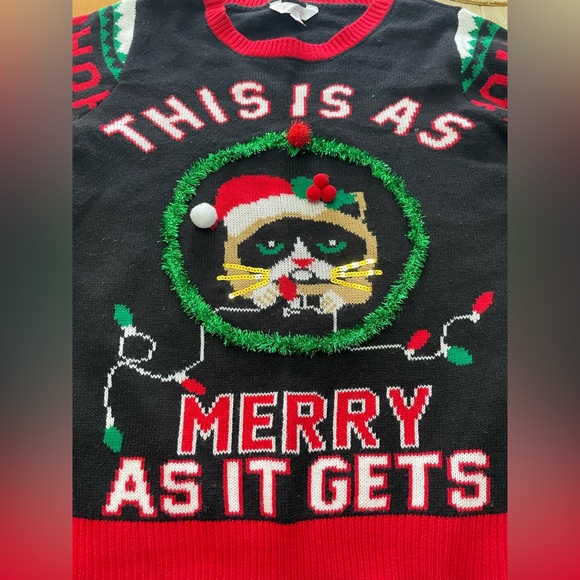 No Boundaries Grumpy Cat Christmas Sweater, Size L (11-13) - Picture 2 of 9